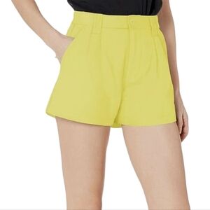 Obey Womens Yellow Pleated Slacker Shorts Size 28